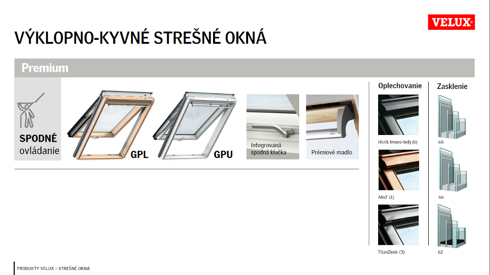 panoramatické strešné okno GPL GPU zasklenie 68, 66, 62 